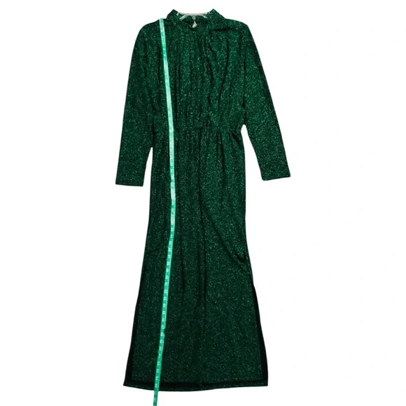 Y.A.S. NWT Green Glitter Long Sleeve Ruched Front Midi Dress XXL - Picture 14 of 16